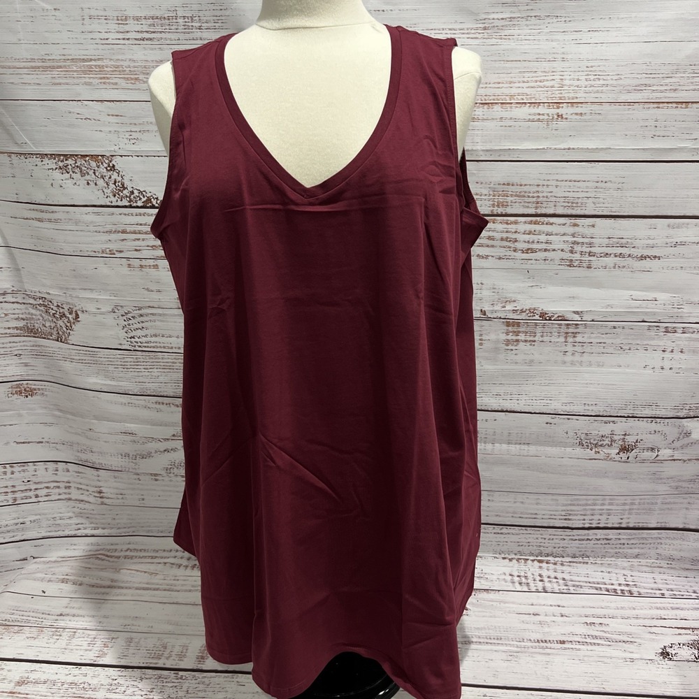 Roaman's Burgundy V-Neck Tank Top Women's Size L 18/20 NEW